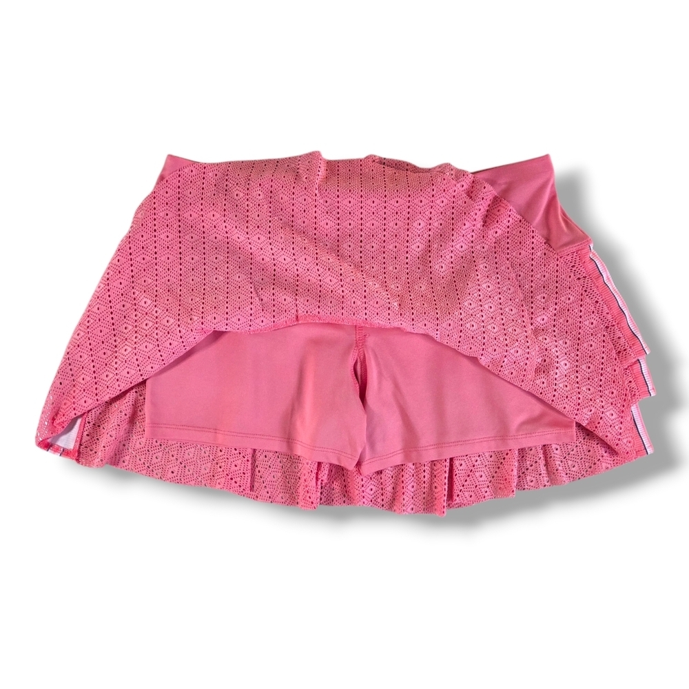 LUCKY IN LOVE Patched Stripe Rally Eyelet Tennis Pickleball Skort Skirt Medium - Picture 5 of 7
